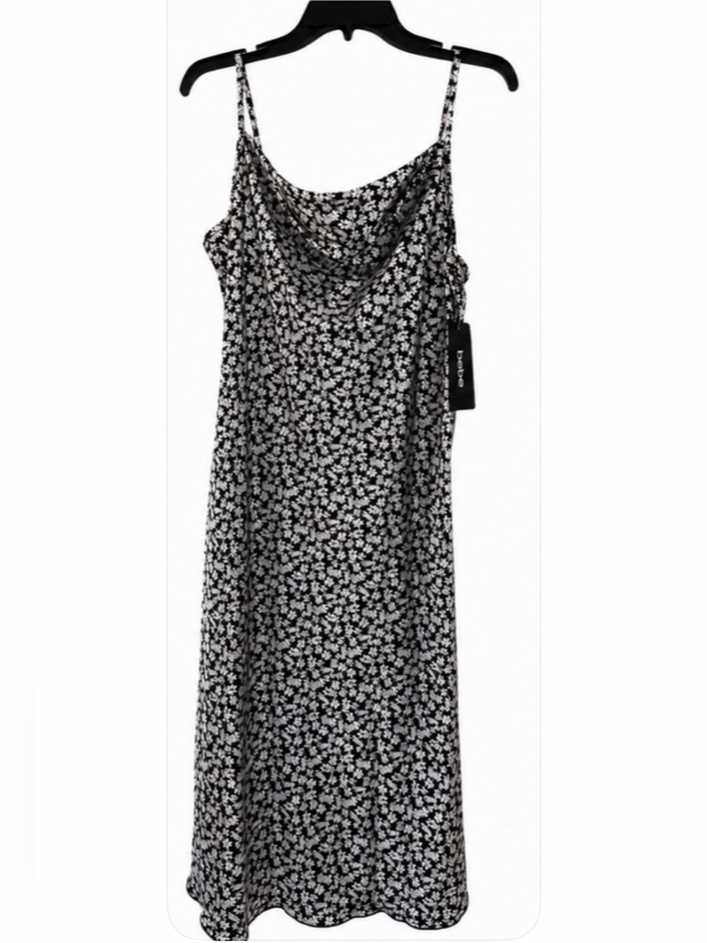 bebe Black and White Floral Midi Slip Dress